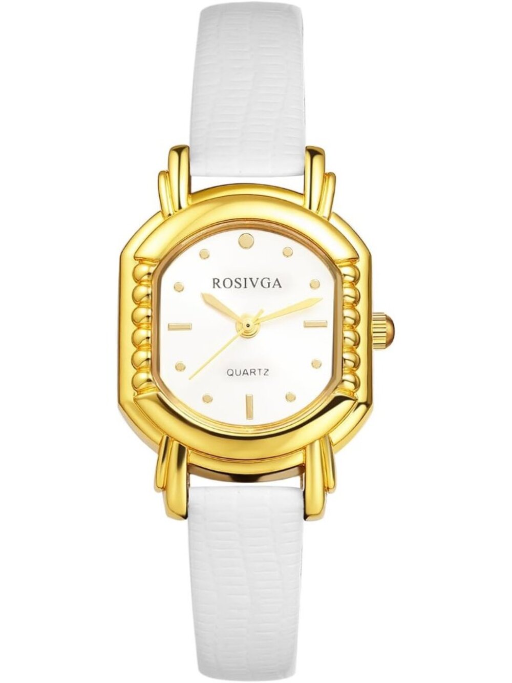 Women's White Ultra-Thin Square Dial Adjustable PU Leather Strap Wrist Watch